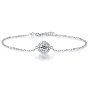 0.5CT Round Cut GRA Moissanite Bracelet 14K White Gold Cover Pass Diamond Tester - Picture 1 of 9