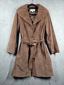 Bradley Bayou Tan/Camel Leather Overcoat Belted Lining Puff Collar Sz S NWOT - Picture 1 of 18