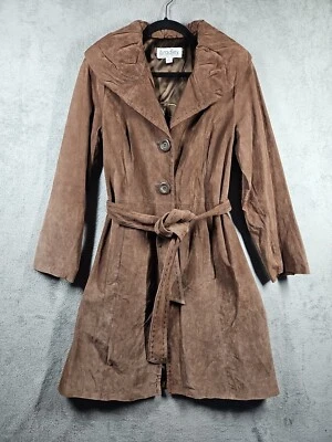 Abrigo Bradley Bayou Cuero Tostado/Camel Forro con Cinturón Cuello Abullonado Talla S Nuevo sin Etiquetas  Foto 1 de 4
