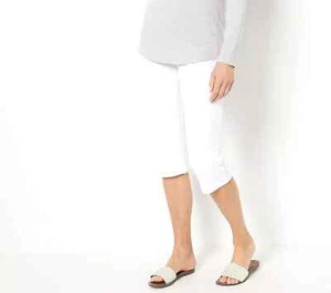 ~ NEW BELLE KIM GRAVEL FRENCH TERRY SEASIDE CAPRI PANTS WHITE SMALL PETITE SP - Picture 1 of 1