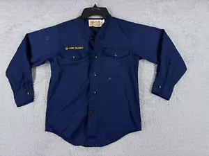 VINTAGE Boy Scouts of America Shirt Youth 12 Blue Long Sleeve Cub 1977 Polyester - Picture 1 of 14