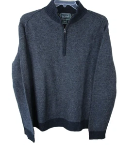 Woolrich 100% Wool Black 1/4 Zip Mock Neck Pullover Sweater Men's Large - Picture 1 of 7