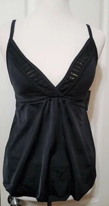 American Beach Black Tankini Top Bikini Bottom 2 PC Swim Set Size Small NEW SALE - Picture 1 of 12