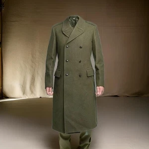 Men's Green Wool Frock Coat - Picture 1 of 7