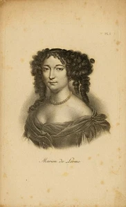 Antique Portrait Print-The courtesan Marion Delorme-Marie de Lon-Hervez-1907 - Picture 1 of 7