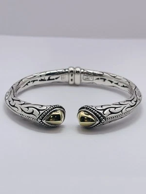 Scott Kay 925 Sterling Silver Cuff Bracelet W 18K Gold Accents 7.25" RARE! - Image 1 of 4