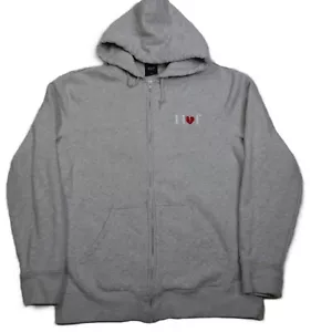 HUF Hoodie Men's Size Large Heather Gray Logo Long Sleeve Full Zip Y2K Sports - Picture 1 of 13