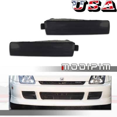Juego de pares de luces de señalización de estacionamiento de parachoques negras ahumadas para Honda Prelude 1997-2001 Foto 1 de 4