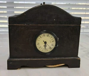 Vintage Wood Desktop Mantel Clock Box Maroon/Dark Brown, For Repair Sold As-Is - Picture 1 of 14