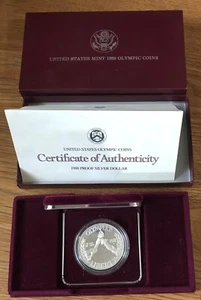 1988 U S Mint Silver Olympic $1  Coin    (1357) - Picture 1 of 9