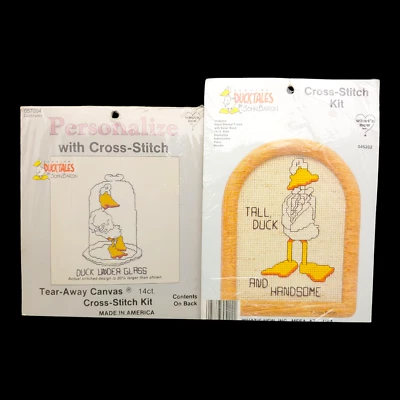 2 Ducktales by John Baron Cross Stitch Kit - vtg Duck Bird Humor Joke Pun - Image 1 of 4