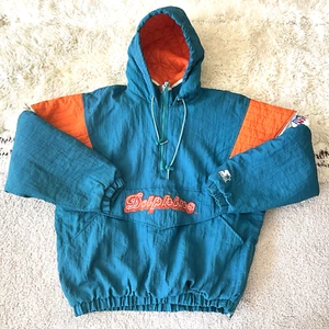 Vintage 90s NFL Starter Miami Dolphins Jacket Mens Size Large Pullover 1/2 Zip - Bild 1 von 13