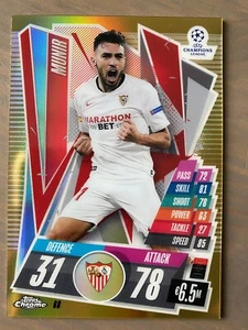 TOPPS MATCH ATTAX CHROME 2020/21 Munir Sevilla GOLD REFRACTOR PARALLEL /50 - Picture 1 of 2