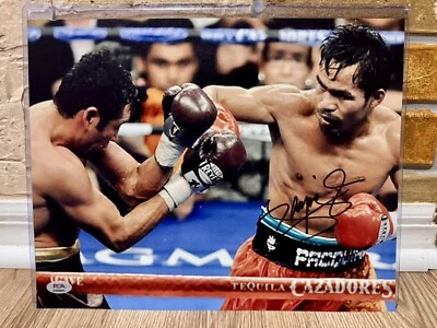 MANNY PACQUIAO SIGNED AUTO BOXING 11 x 14 PHOTO Oscar De La hoya PSA #AN44691 - Image 1 of 3