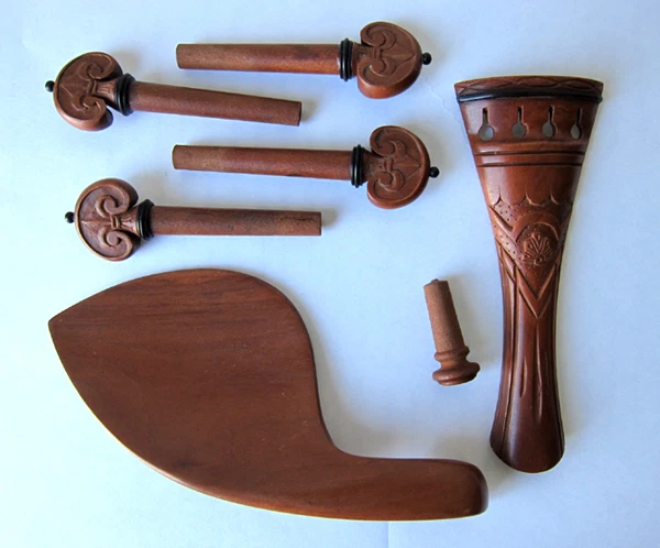 Hand-Carved Jujube Violin Fittings:Tailpiece/Chinrest/Pegs/Endpin - Image 1 of 1