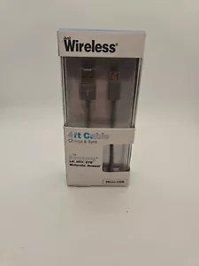 Micro USB WIRELESS CABLE 4FT FOR SAMSUNG - LG, HTC, ZTE, Motorola & Huawei - Picture 1 of 2