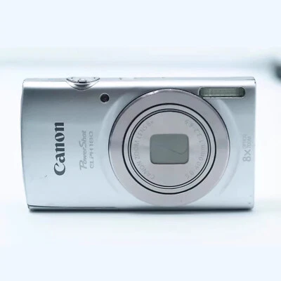Canon PowerShot ELPH 180 20MP CCD Sensor 8x Optical Zoom - Sliver 90% New - Image 1 of 4
