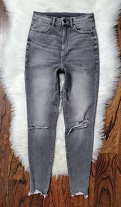American Eagle Curvy Highest Rise Jegging Women's Size 4 Gray Distressed Denim - Picture 1 of 10