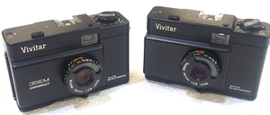 Pair Vivitar 35EM Auto Exposure Built-In Light Meter 35mm Compact Film Camera - Picture 1 of 7