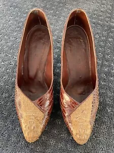 Vintage Crocodile Leather Pump Heel Size 37 - Picture 1 of 3