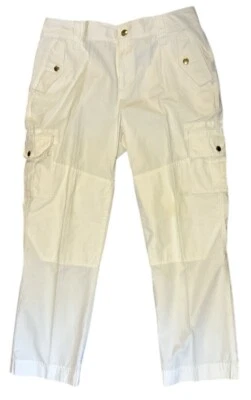 女式 American Living 工装裤 10 码白色口袋直筒棉 — 第 1/3 张图片