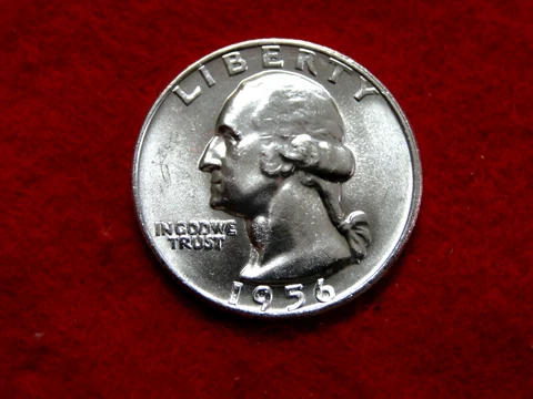 1956 D 25C WASHINGTON UNC 90% SILVER QUARTER ITEM #51R Cover