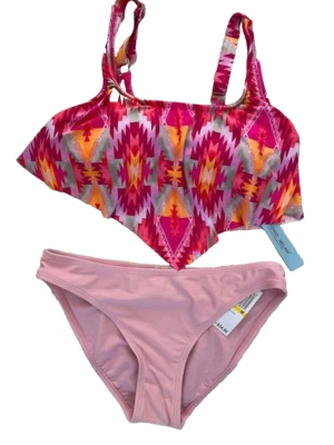 Nuevo con etiquetas Traje de baño Antonio Melani para mujer 2 piezas con volantes rosa multicolor talla S Foto 1 de 4
