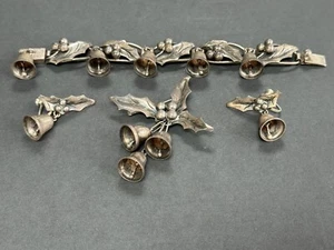 Vintage DAMASO GALLEGOS BELLS EARRINGS, BRACELET, BROOCH SET TAXCO STRLNG SILVER - Picture 1 of 16