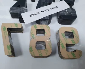 4D 3mm Gloss Black Laser cut 3M letters Digits for Number Plates UK | Bulk x175 - Picture 1 of 4