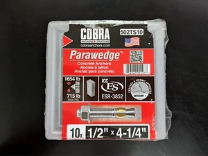 Anclajes de cuña de cabeza hexagonal de 25 piezas de acero al carbono 1/2" x 4-1/4" - Imagen 1 de 4