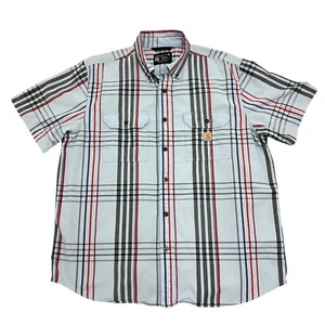 Camicia Carhartt a quadri blu vestibilità ampia uomo XL manica corta 100% cotone con bottoni - Foto 1 di 13