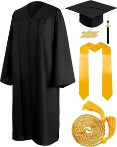 Graduation Cap and Gown 2025 Set with Tassel Honor Cord Graduation Stoles for Hi - Picture 1 of 12