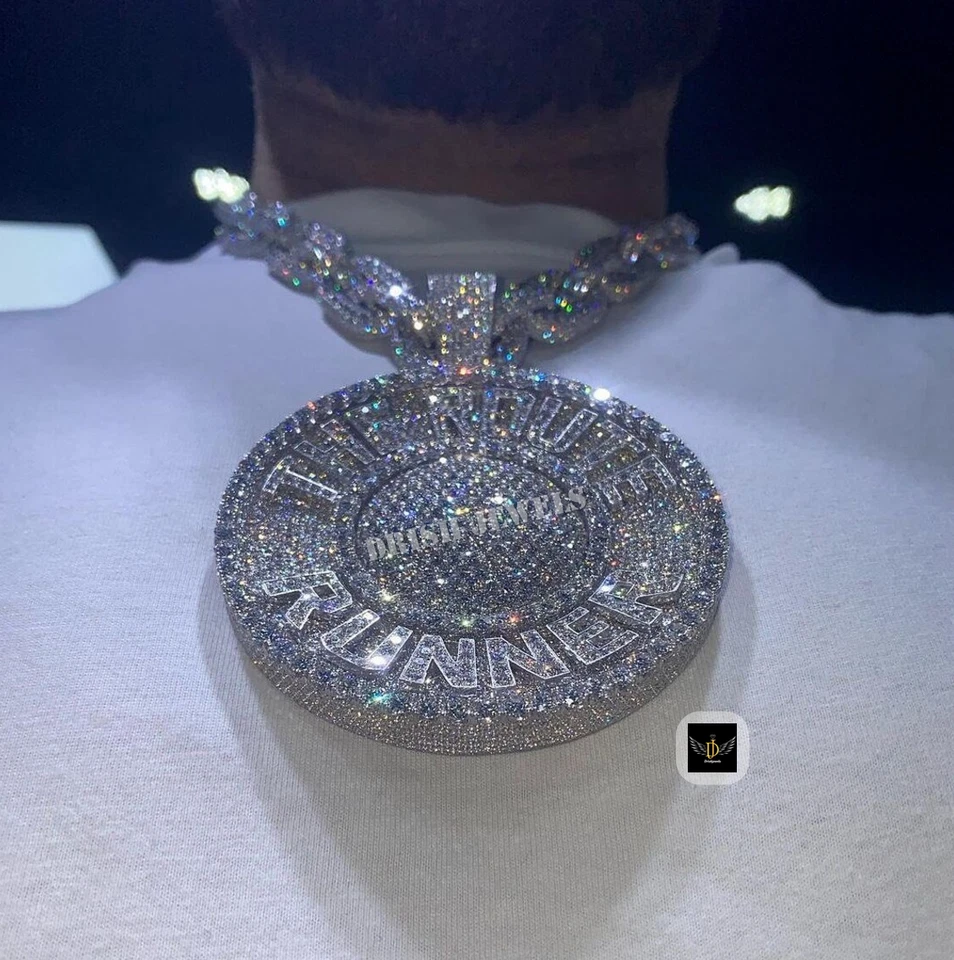 Colgante Letra Grande Personalizado MOISSANITA Pasador de Prueba Plata de Ley 925 Sólida Foto 1 de 4