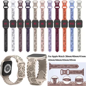 Per Apple Watch Series 9/8/7/6/5/4 45 mm 41 mm SE cinturino cinturino stampa silicone - Foto 1 di 38