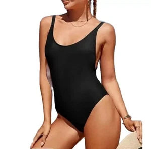 NEW PRETTYGARDEN U Neck Tummy Control Backless One Piece Swimsuit Size XL Black - Picture 1 of 6