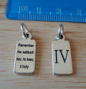 1 Sterling Silver 4th Commandment Remember sabbath day to keep it holy Charm - Picture 1 of 3
