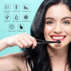 Spazzolino elettrico pulizia denti acustica denti adulti ricarica USB pulita solida - Foto 1 di 120