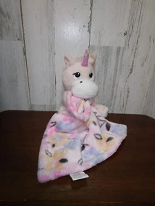 Little Beginnings Unicorn Lovey Plush Security Blanket Pink Stuffed Toy Floral - Picture 1 of 7