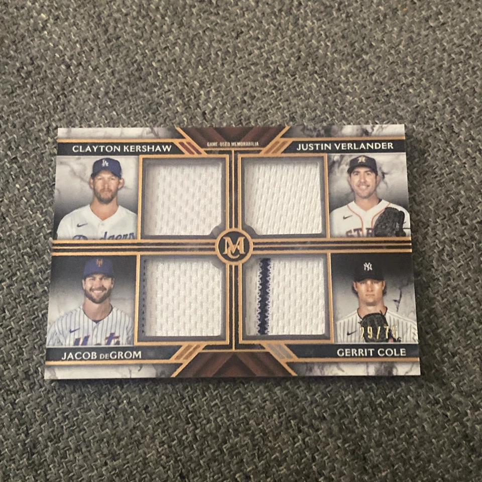 Clayton Kershaw Justin Verlander Gerrit Cole Jacob Degrom 2022 Museum Jersey /75 - Image 1 of 2