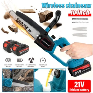 6-10Inch Cordless Oiled Chainsaw Electric Handheld Wood Cutter + 2 Battery - Picture 1 of 20