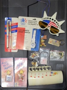 Huge Lot 1984 USA Olympics Souvenirs Collectibles Watch Pen Key w/ Sam the Eagle - Picture 1 of 6