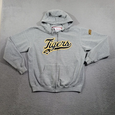 Missouri Tigers Hoodie Mens Extra Large Gray Full Zip Sweatshirt Mizzou NCAA Cover