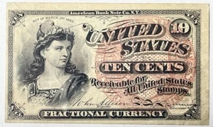 Fractional Currency - Fourth Issue - 10 Cents - Fr-1257 - 1869-1875 - Extra Fine - Picture 1 of 2