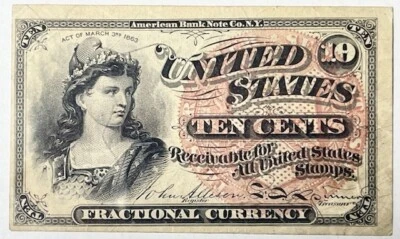 Fractional Currency - Fourth Issue - 10 Cents - Fr-1257 - 1869-1875 - Extra Fine - Image 1 of 2