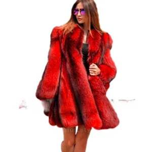Roter Pelzmantel Nerz Pelzmantel Damen mittellang Pelzjacke warm mittellang Trench - Bild 1 von 25