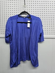 Worthington Short-Sleeve Lightweight V-Back Cardigan Sweater Women's M (Blue) - Picture 1 of 8