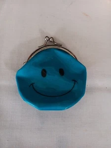 Cartera de monedas azul vintage Smiley Face - Imagen 1 de 6