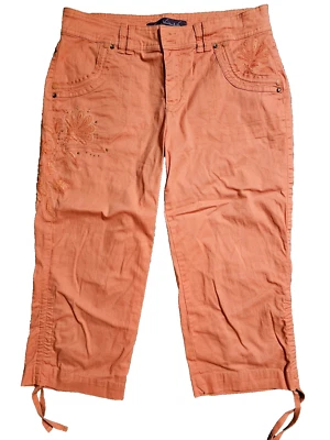 Gloria Vanderbilt Женские оранжевые вышитые хлопковые брюки-капри, размер 8 - Изображение 1 из 4