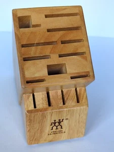 ZWILLING / J. A. HENCKELS 14 Slot Hardwood Knife Storage Block, Oak Finish, NEW