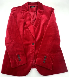 TALBOTS 100% COTTON VELVET BLAZER JACKET RED WOMENS SZ 10 LINED, FLAP POCKET - Picture 1 of 19